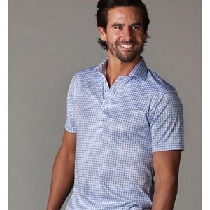 NWT Collars and Co Mens XL Shirt Dress Golf Polo Semi-Spread Blue Tattersall